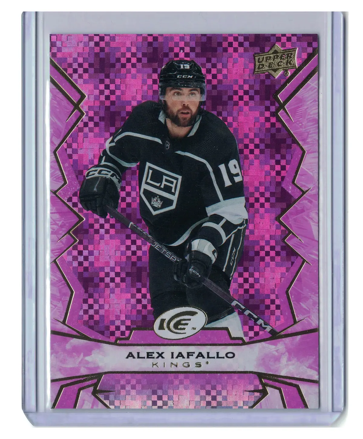 Alex Iafallo Pink parallel #43 2022-23 Upper Deck Ice Hockey Card — front