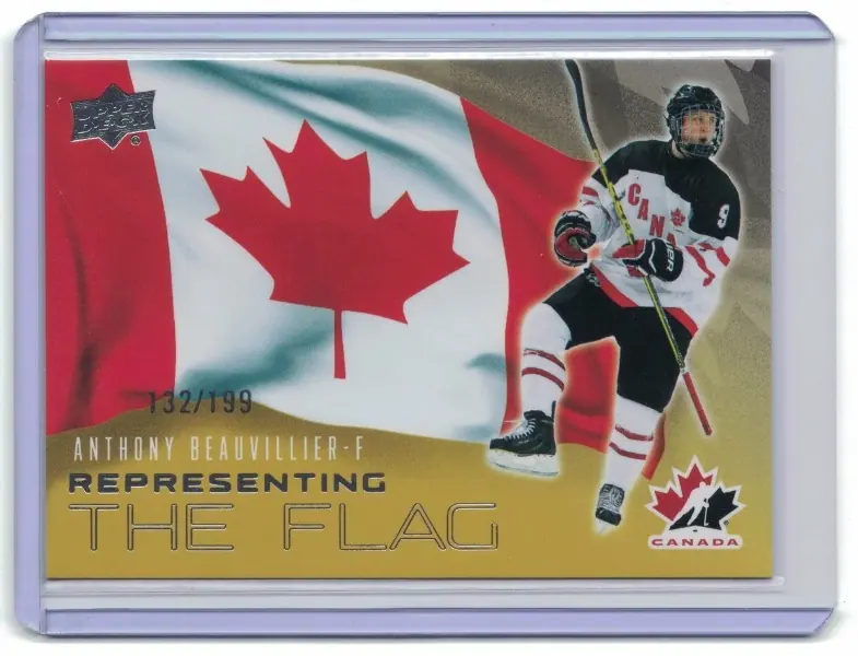 Anthony Beauvillier Representing the Flag Gold /199 RF-28 2026 UD Team Canada — front