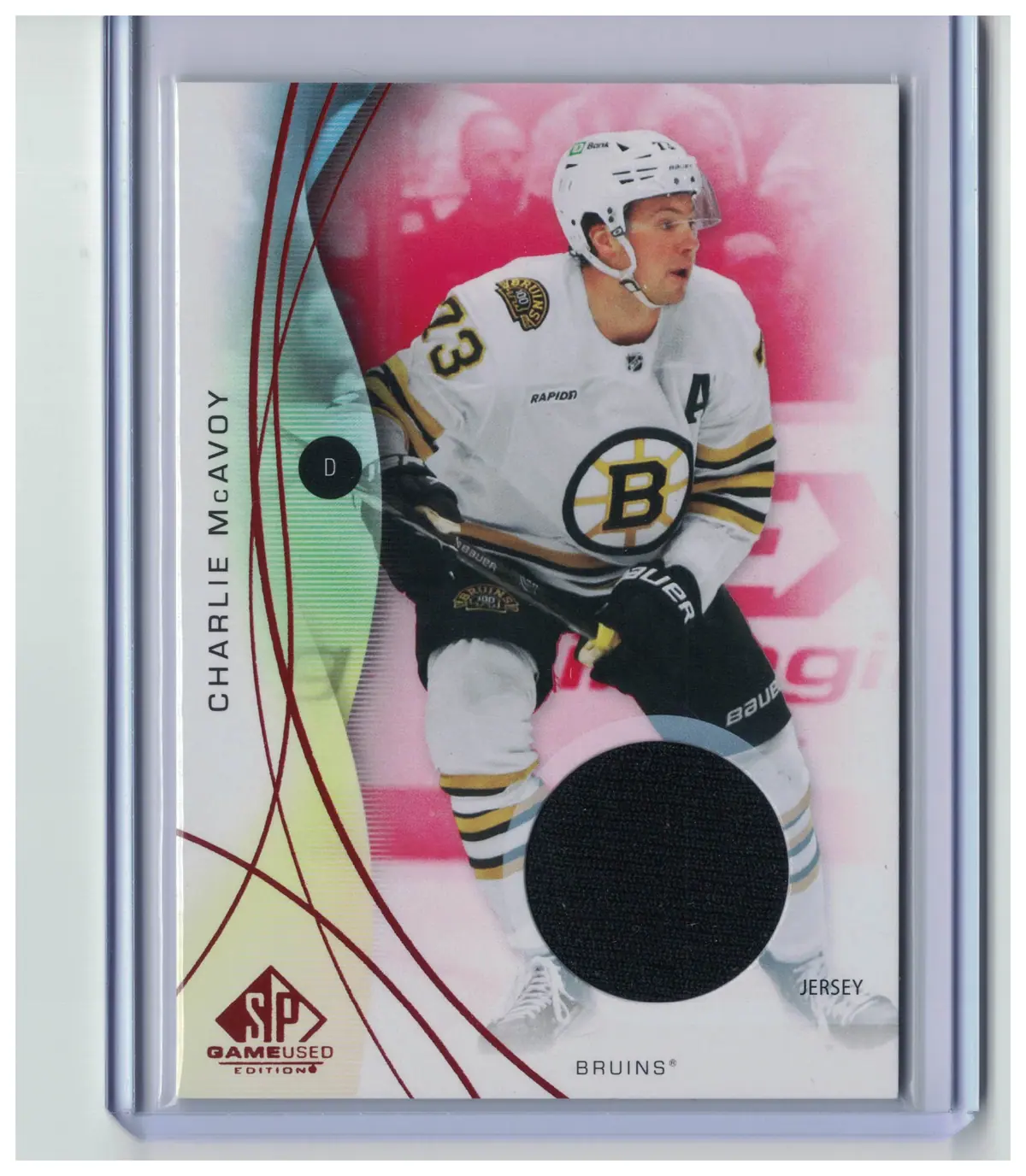 Charlie McAvoy Red Jersey Relic #52 Bruins 2024-25 SP Game Used Hockey Card — front