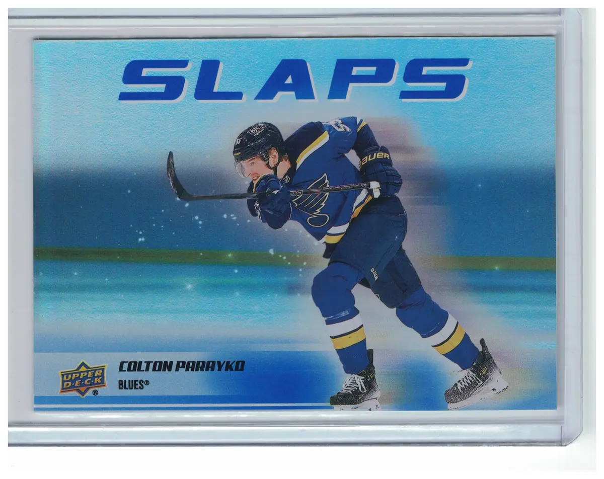 Colton Parayko Slaps RED Parallel #SL-15 2025-26 Upper Deck Series 2 Hockey Card — front