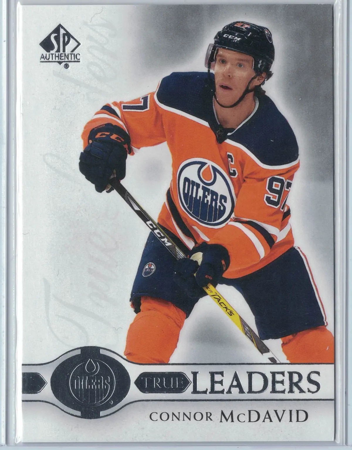 Connor McDavid 2020-21 SP Authentic True Leaders #TL-CM Hockey Card — front