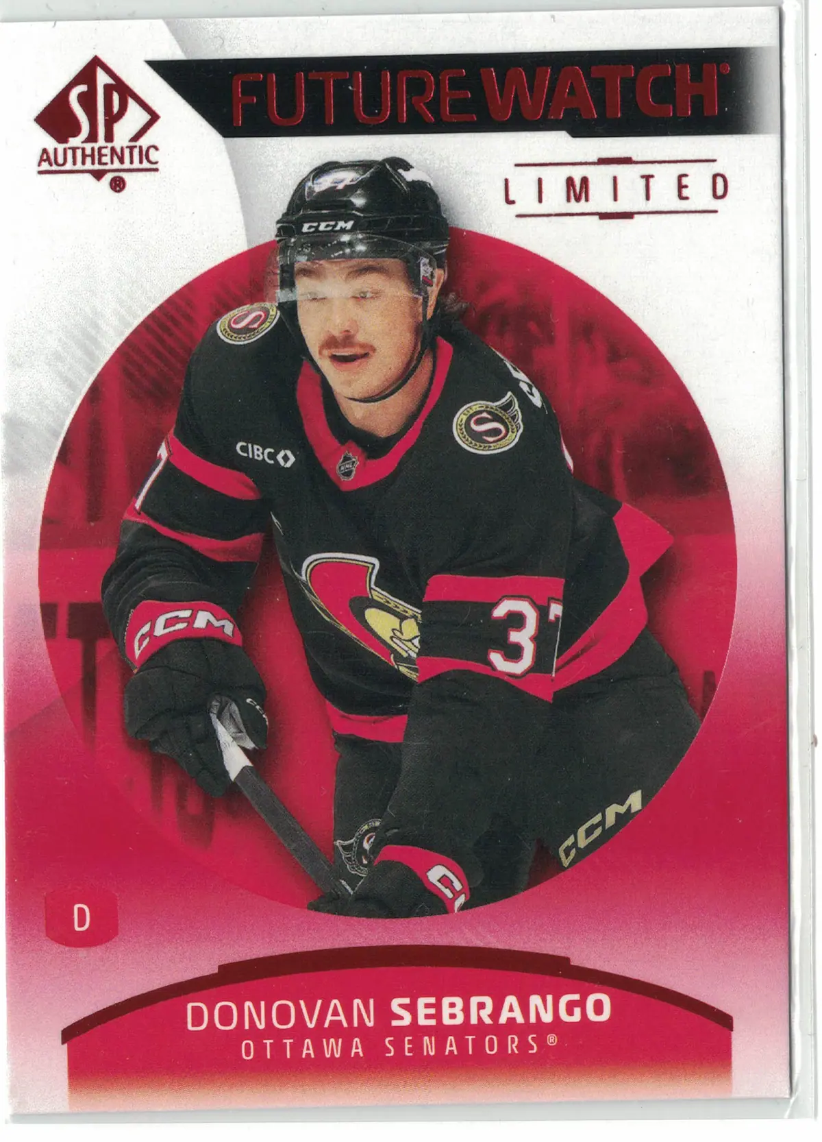 Donovan Sebrango Future Watch Limited Red #109 2025-26 SP Authentic Hockey Card — front