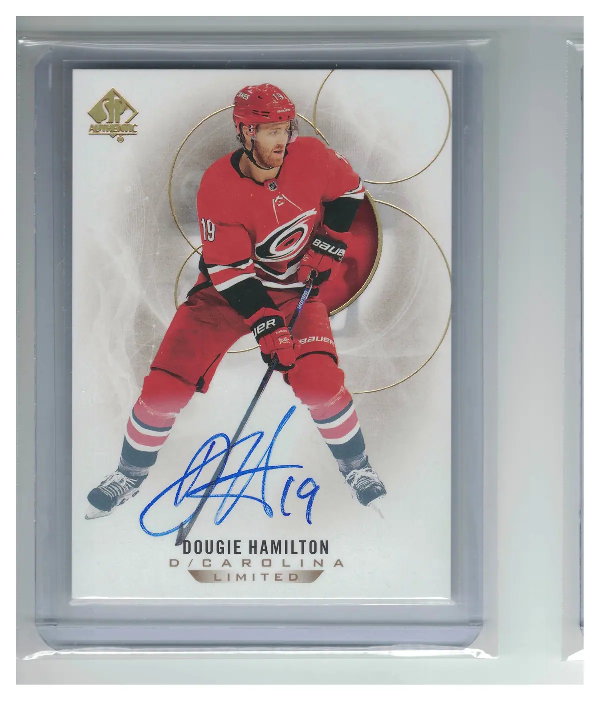 2020-21 SP Authentic Limited AUTO #36 Dougie Hamilton Hurricanes On-Card — front