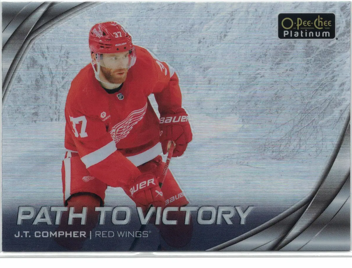 J.T. Compher Path to Victory #PV-10 2025-26 O-Pee-Chee Platinum Hockey Card — front