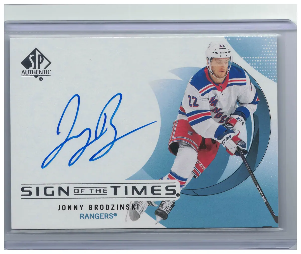Jonny Brodzinski Sign of the Times Auto Autograph SOTT-BR Rangers SP Authentic — front