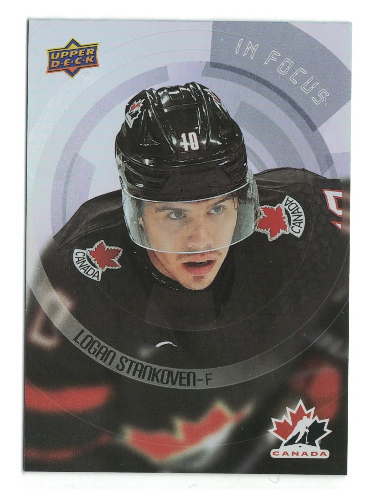 Logan Stankoven In Focus #IF-13 2026 UD Team Canada Hockey Card — front