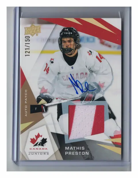 Mathis Preston Auto Patch 121/150 #58 2026 Team Canada Juniors Hockey Card