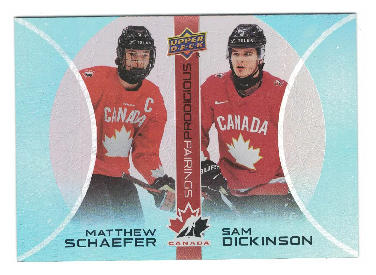 Matthew Schaefer / Sam Dickinson Prodigious Pairings #PP-19 2026 UD Team Canada — front