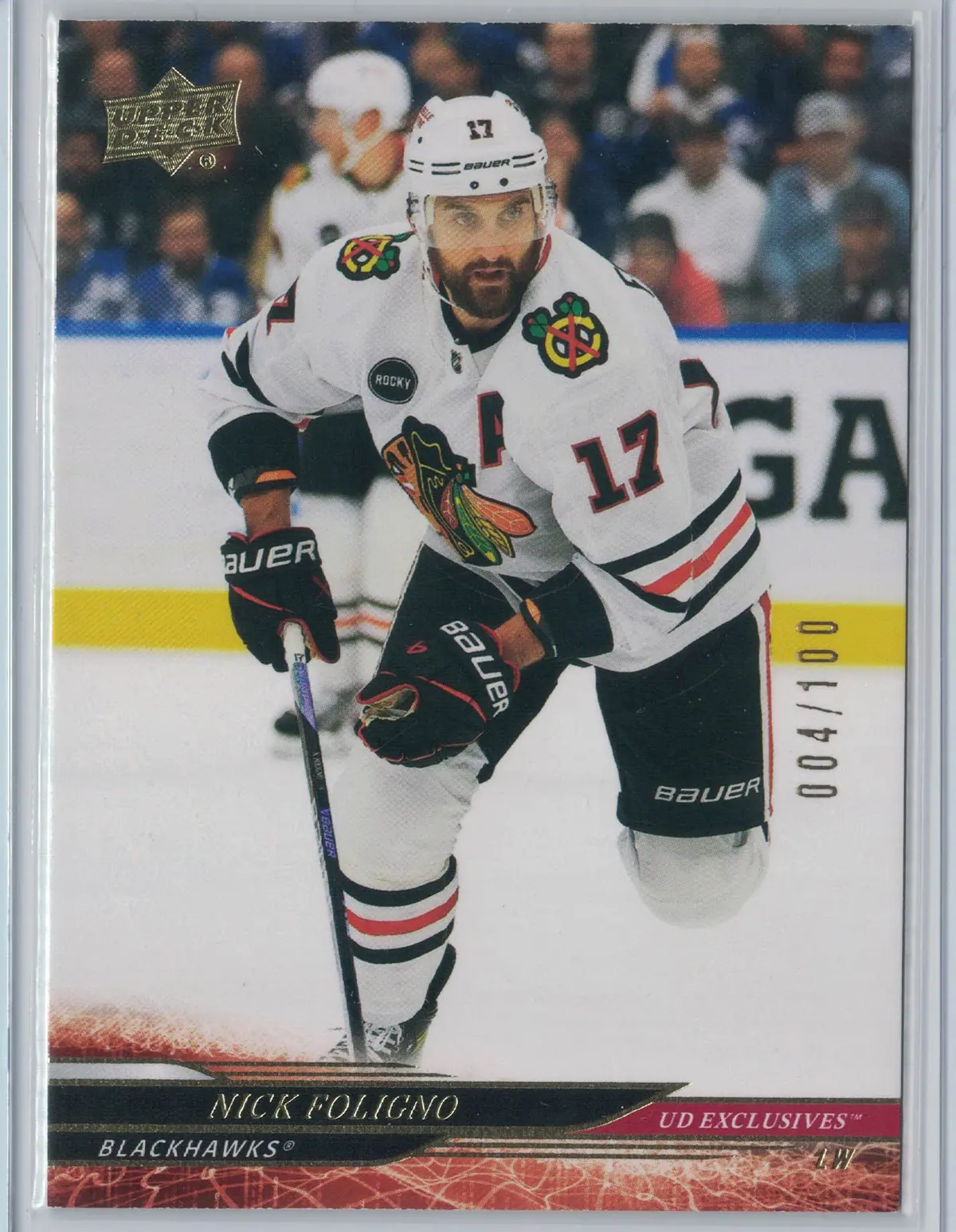 Nick Foligno UD Exclusives 004/100 #43 Blackhawks 2024-25 Upper Deck Series 1 — front