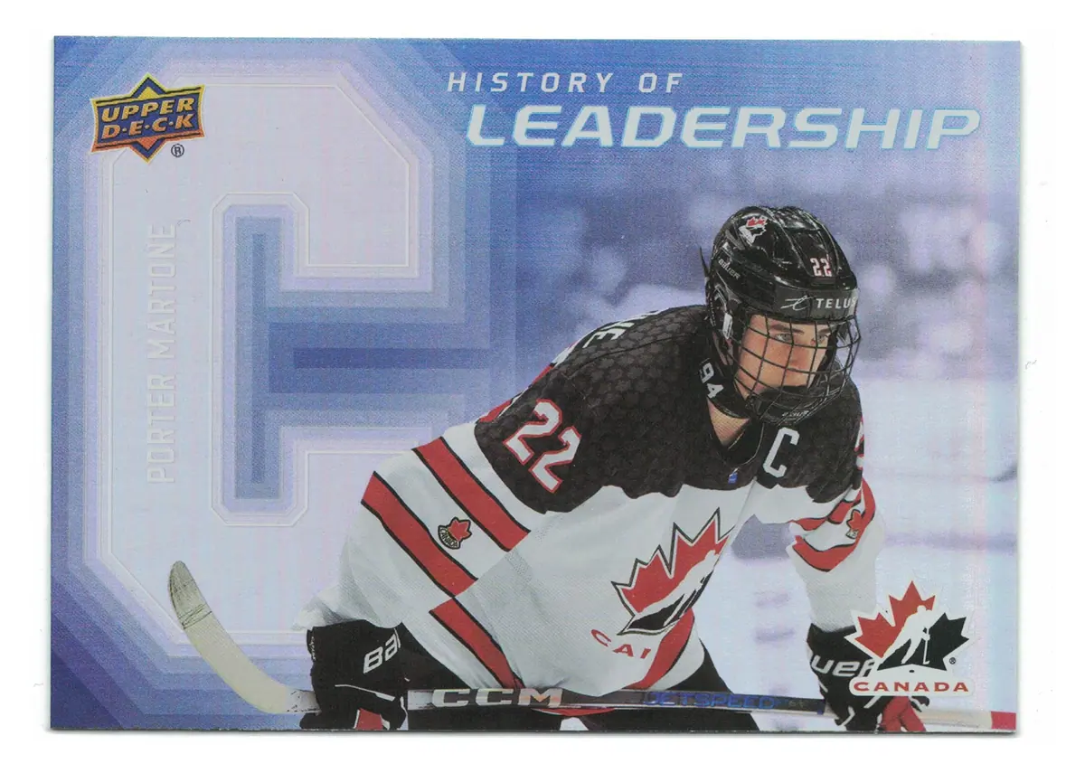 Porter Martone History of Leadership #HL-20 2026 UD Team Canada — front