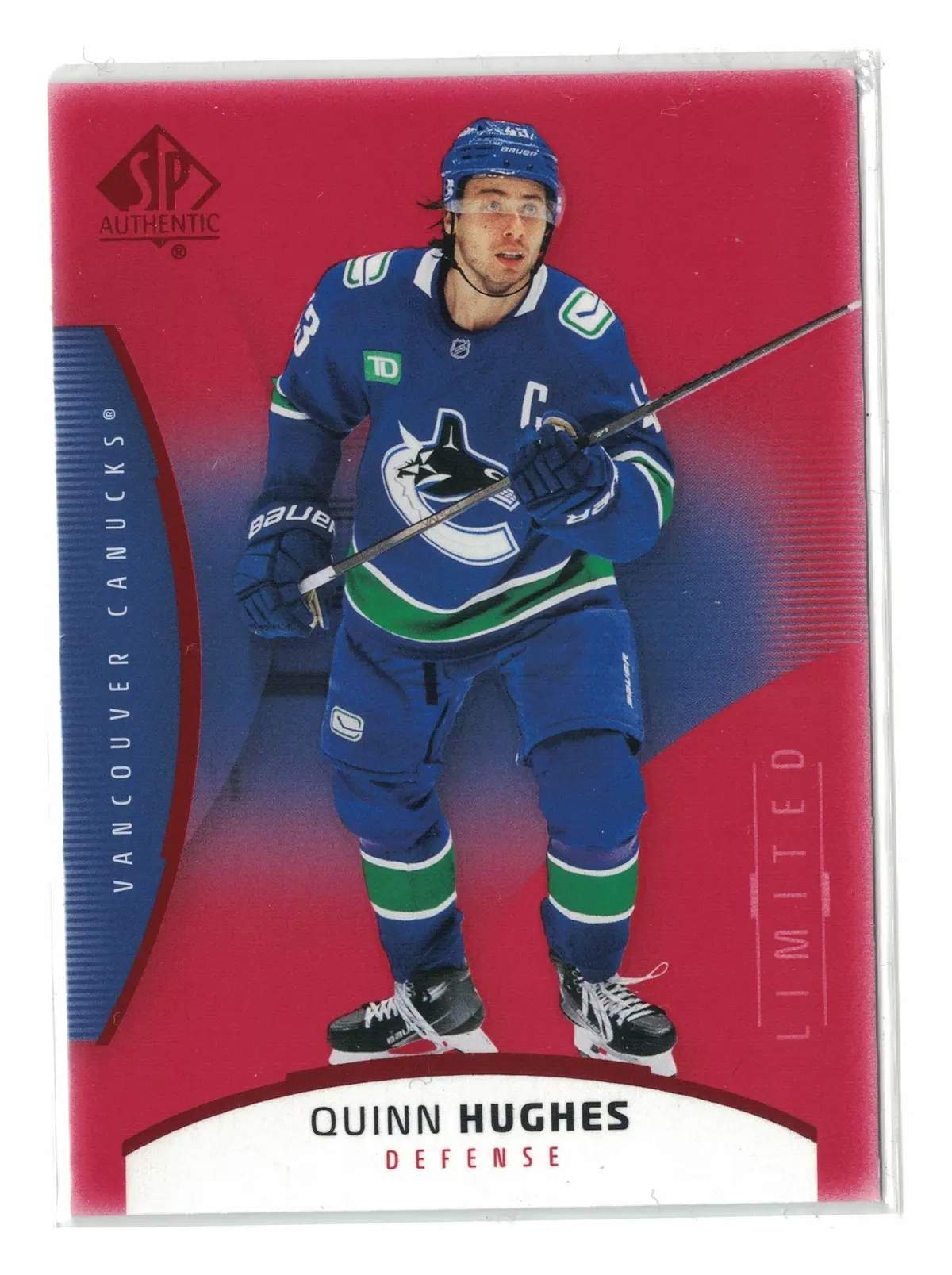 Quinn Hughes Limited Red #92 2025-26 SP Authentic Hockey Card — front