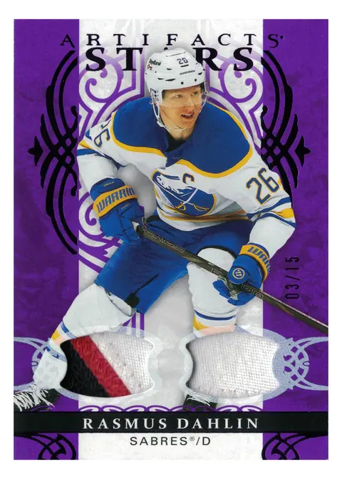 Rasmus Dahlin Stars Material Purple #137 03/15 2026-27 Upper Deck Artifacts