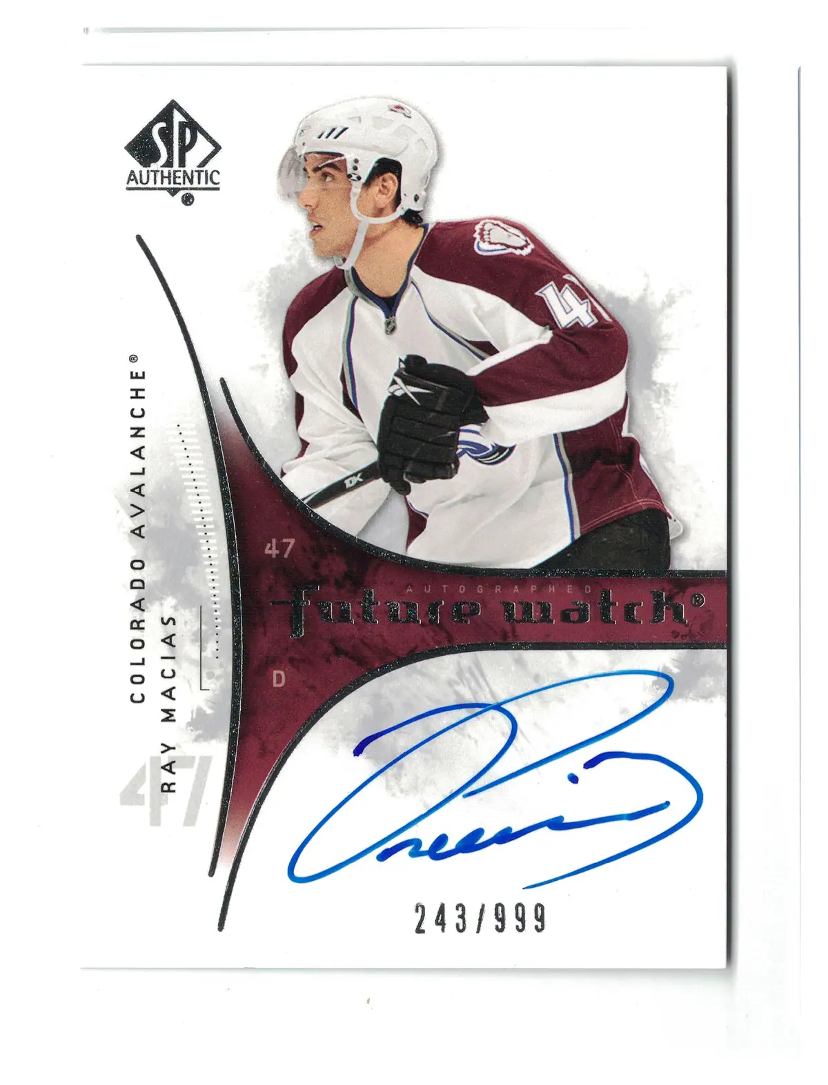 Ray Macias Future Watch Auto Autograph 243/999 #237 Avalanche SP Authentic — front