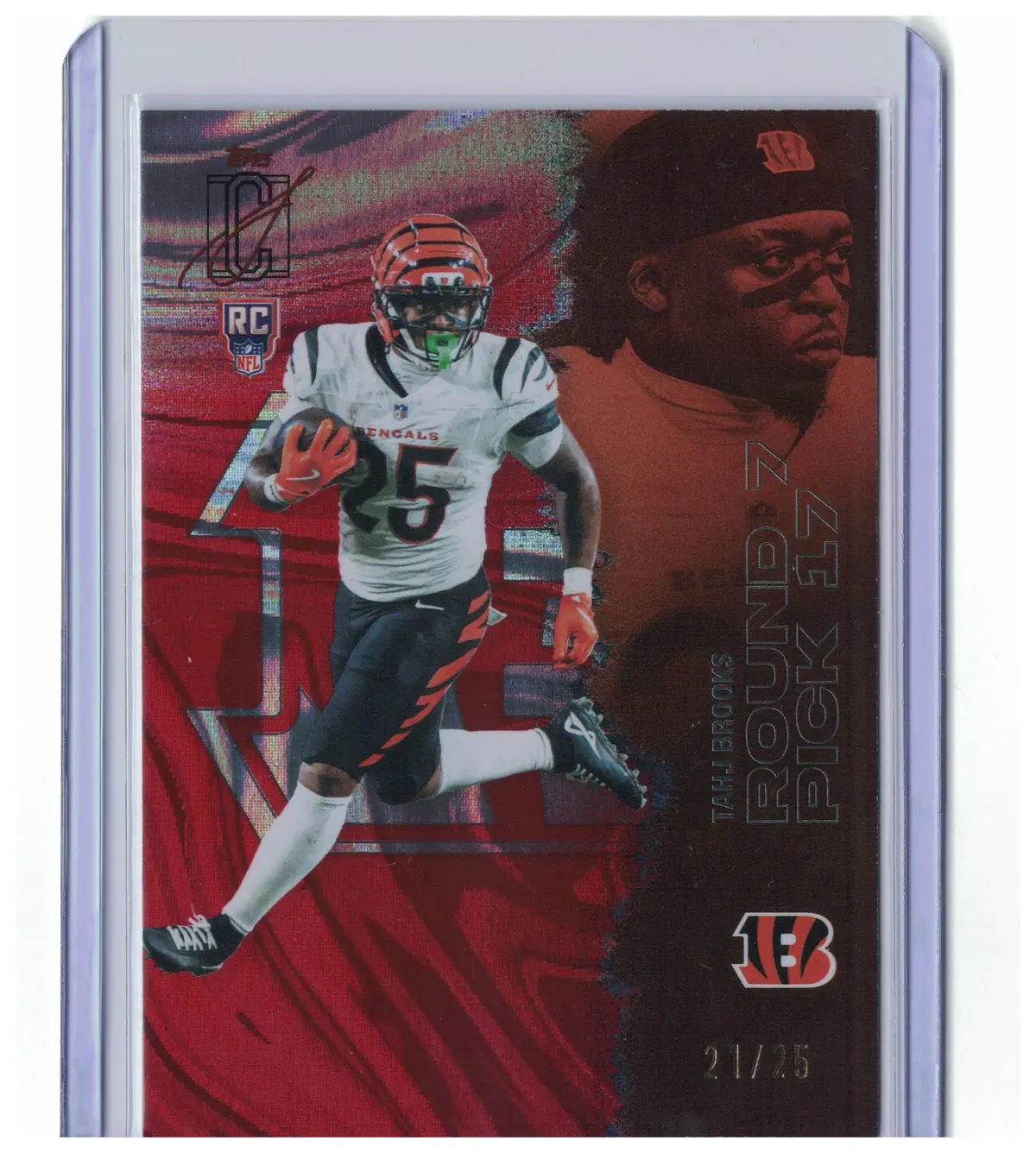 Tahj Brooks Red Lava 21/25 RC #177 Bengals 2025 Topps Signature Class — front