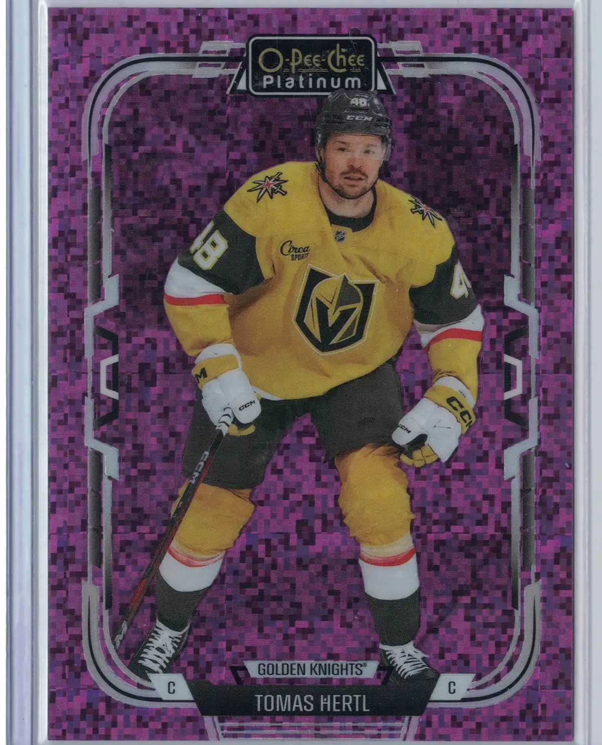 Tomas Hertl Violet Pixels 281/299 #128 2025-26 O-Pee-Chee Platinum Hockey Card — front