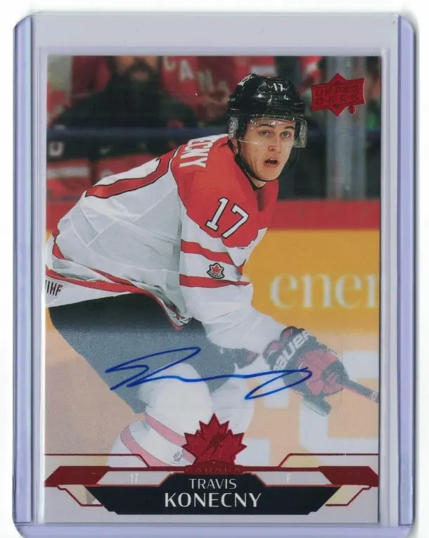 Travis Konecny Auto #122 Flyers 2026 UD Team Canada Autograph Hockey Card — front
